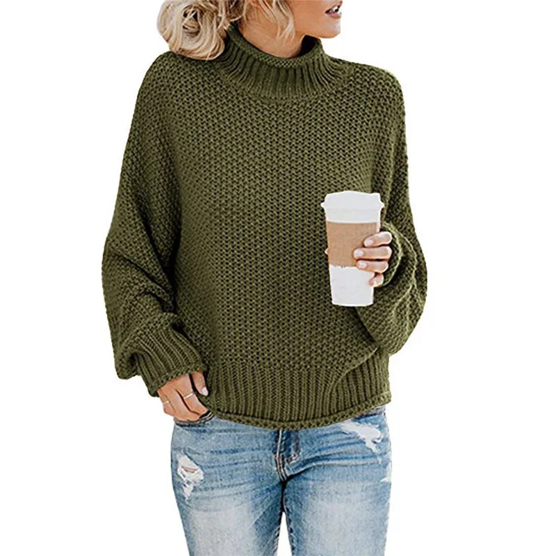 Womens Chunky Knit Jumper with Round Neck and Relaxed Fit