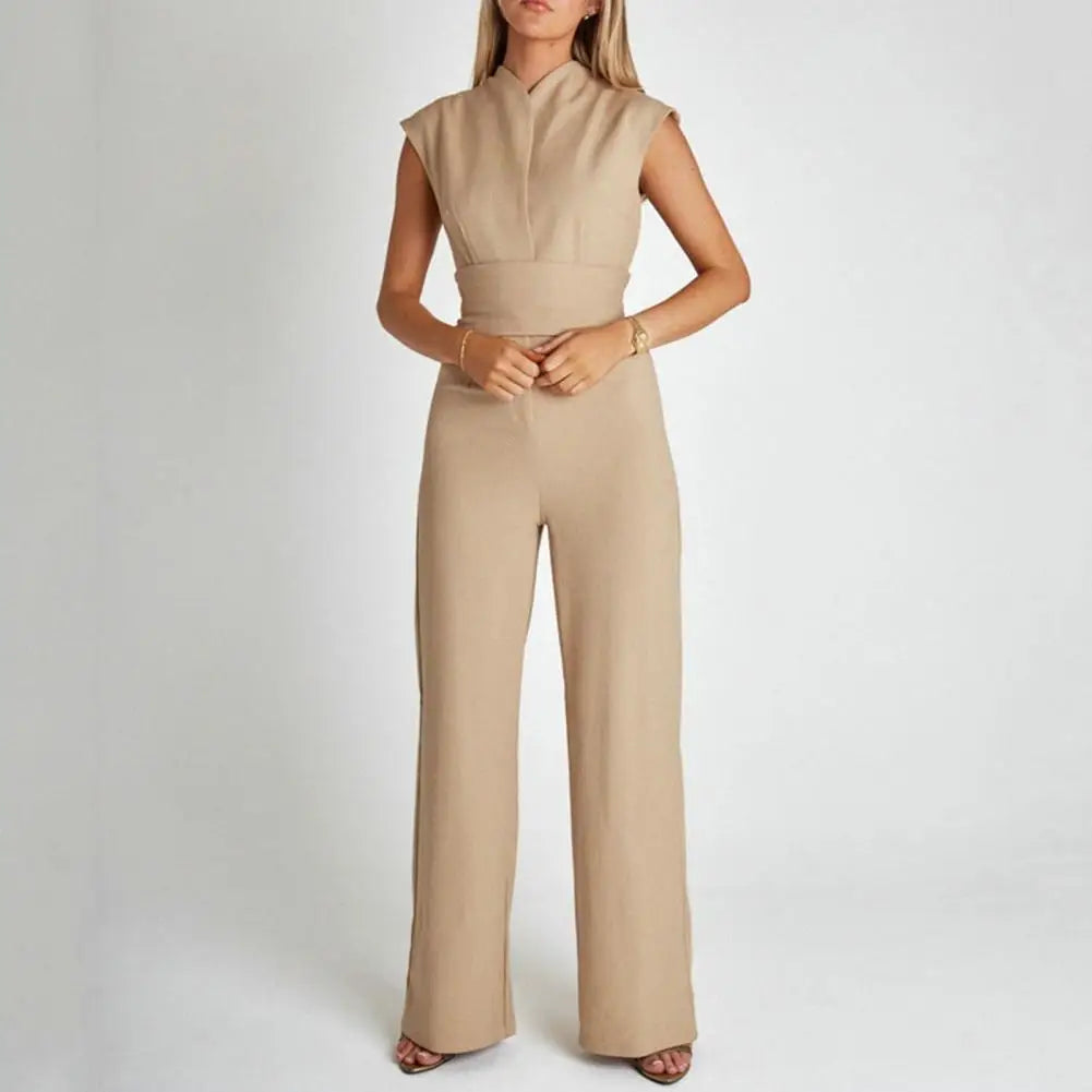 Jumpsuit V Neck Elegant Tailored Fit Evening Style