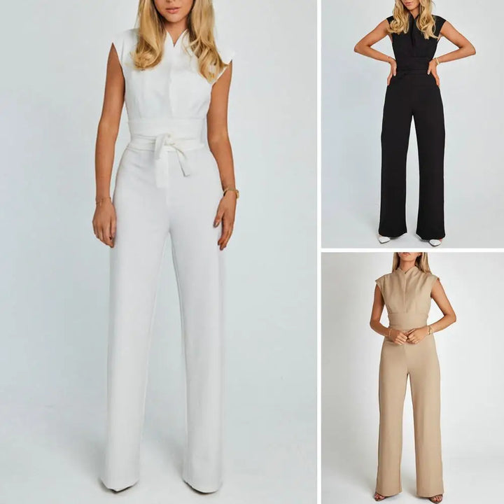 Jumpsuit V Neck Elegant Tailored Fit Evening Style