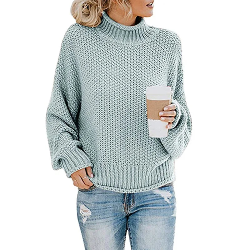 Womens Chunky Knit Jumper with Round Neck and Relaxed Fit