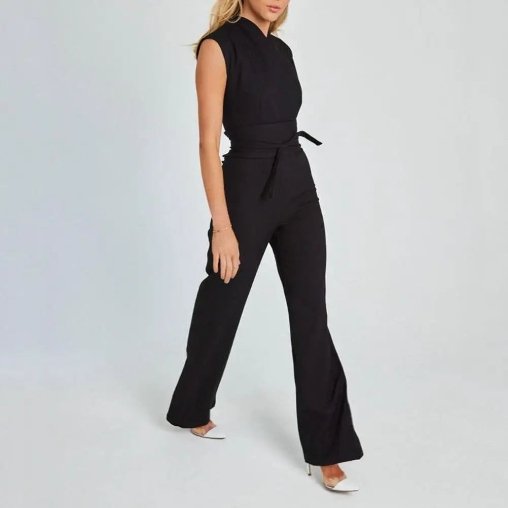 Jumpsuit V Neck Elegant Tailored Fit Evening Style