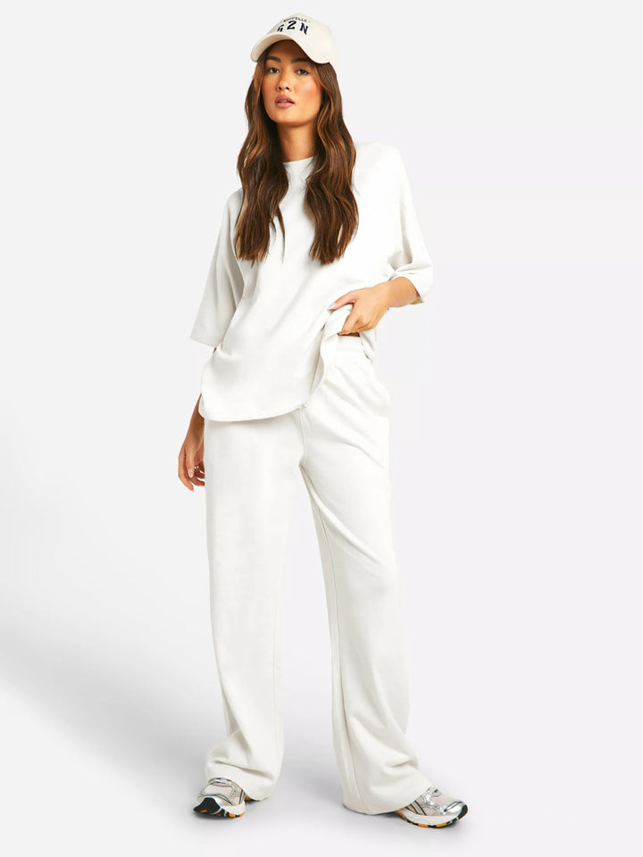 Two Piece Set Oversized Top Wide Leg Trousers Relaxed Summer Style