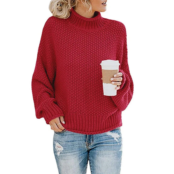 Womens Chunky Knit Jumper with Round Neck and Relaxed Fit
