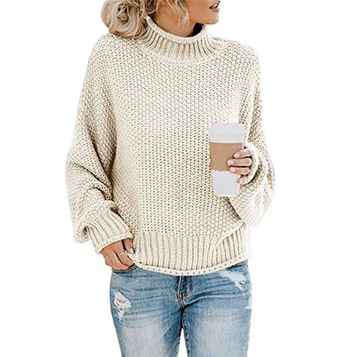 Womens Chunky Knit Jumper with Round Neck and Relaxed Fit