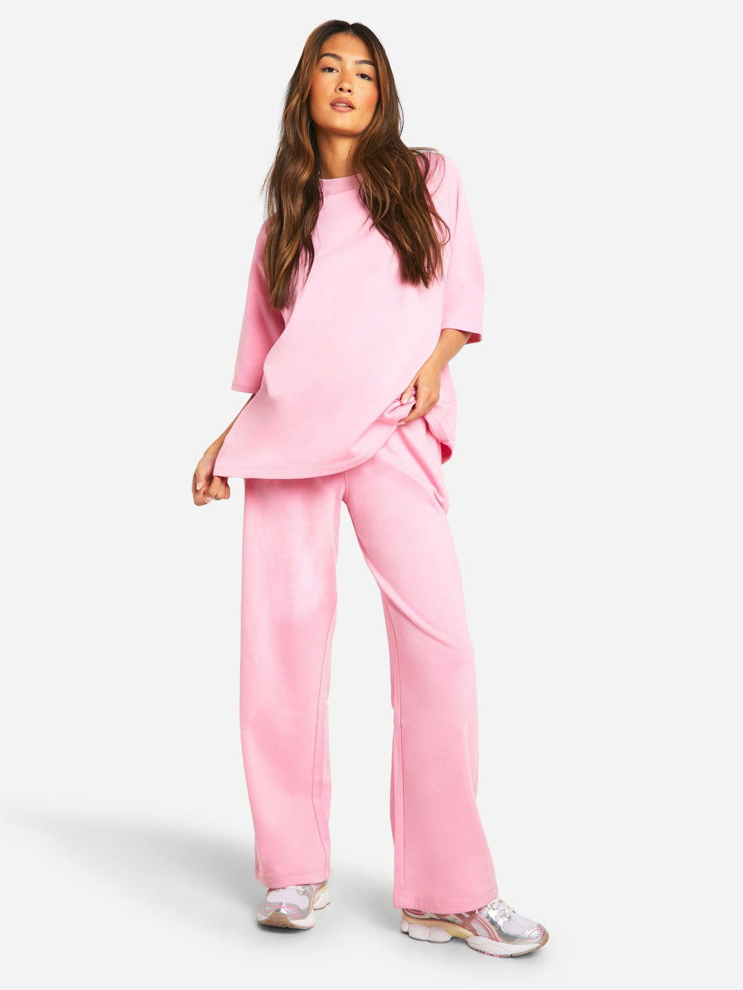Two Piece Set Oversized Top Wide Leg Trousers Relaxed Summer Style