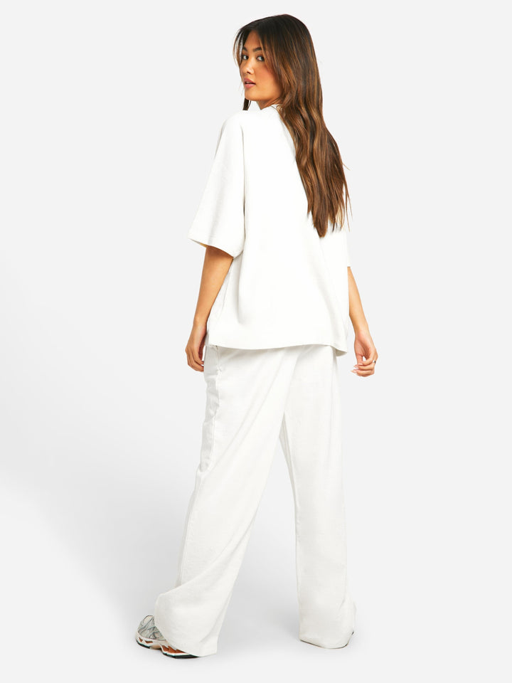 Two Piece Set Oversized Top Wide Leg Trousers Relaxed Summer Style
