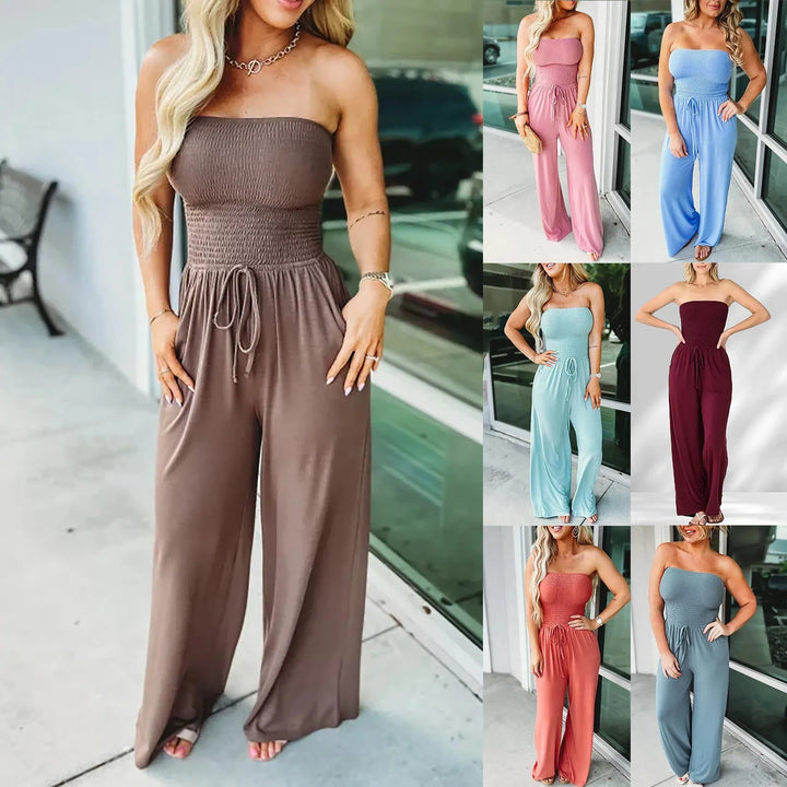 Strapless Jumpsuit Relaxed Fit Wide Leg Casual Summer Style