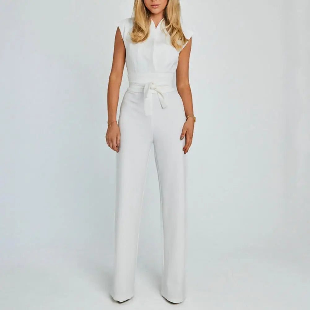 Jumpsuit V Neck Elegant Tailored Fit Evening Style