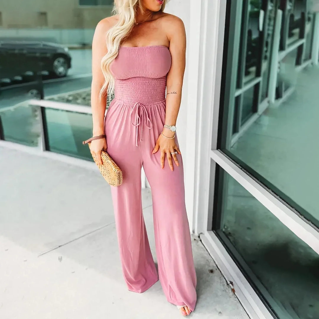Strapless Jumpsuit Relaxed Fit Wide Leg Casual Summer Style