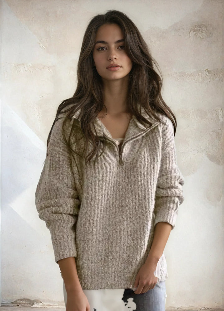 Womens V Neck Blouse with Long Sleeves and Relaxed Fit
