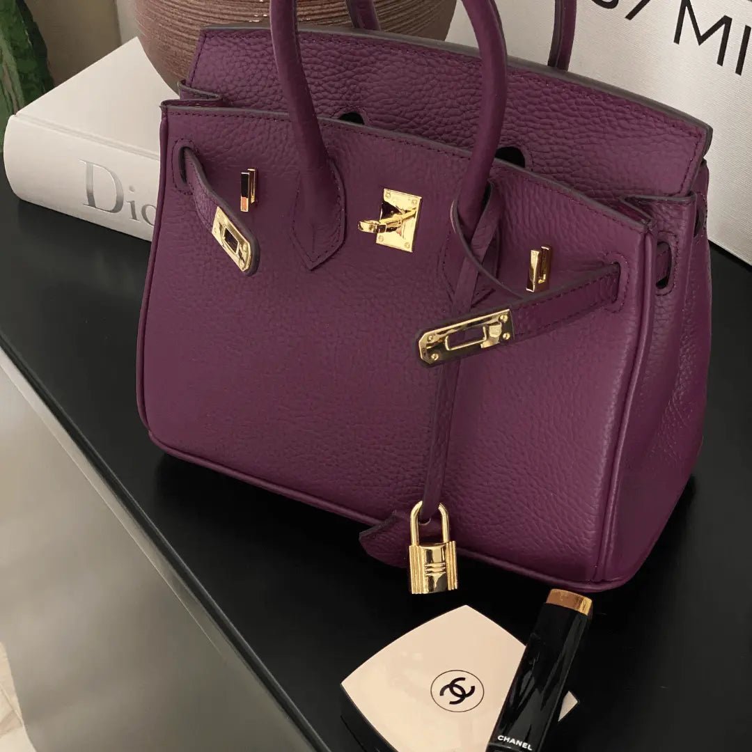 Top Handle Handbag with Turn Lock Closure for Women