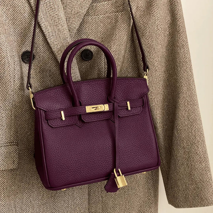Top Handle Handbag with Turn Lock Closure for Women