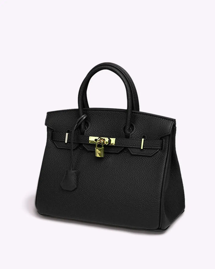 Top Handle Handbag with Turn Lock Closure for Women