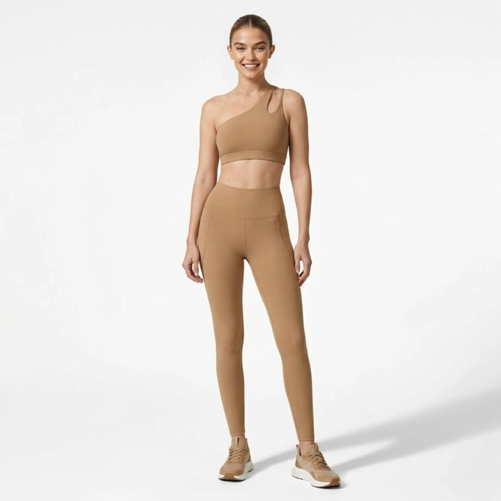 Two Piece Set One Shoulder Sports Bra High Waist Leggings Activewear Set