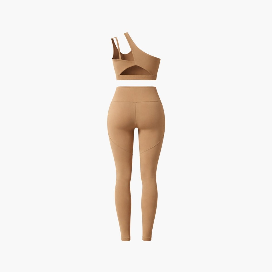 Two Piece Set One Shoulder Sports Bra High Waist Leggings Activewear Set