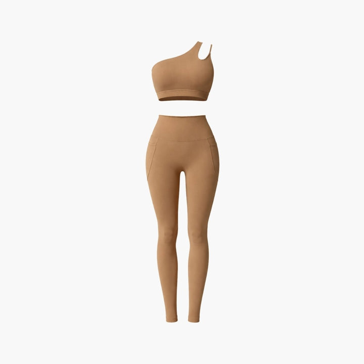 Two Piece Set One Shoulder Sports Bra High Waist Leggings Activewear Set