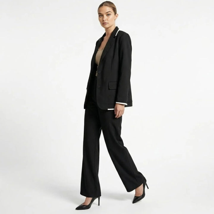 Relaxed Fit Blazer and Wide Leg Trousers Suit Set – Effortless Tailored Style