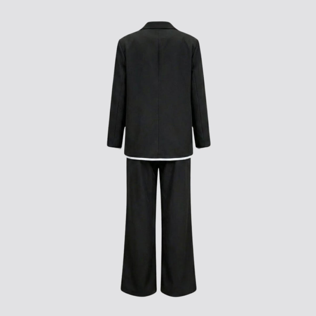 Relaxed Fit Blazer and Wide Leg Trousers Suit Set – Effortless Tailored Style