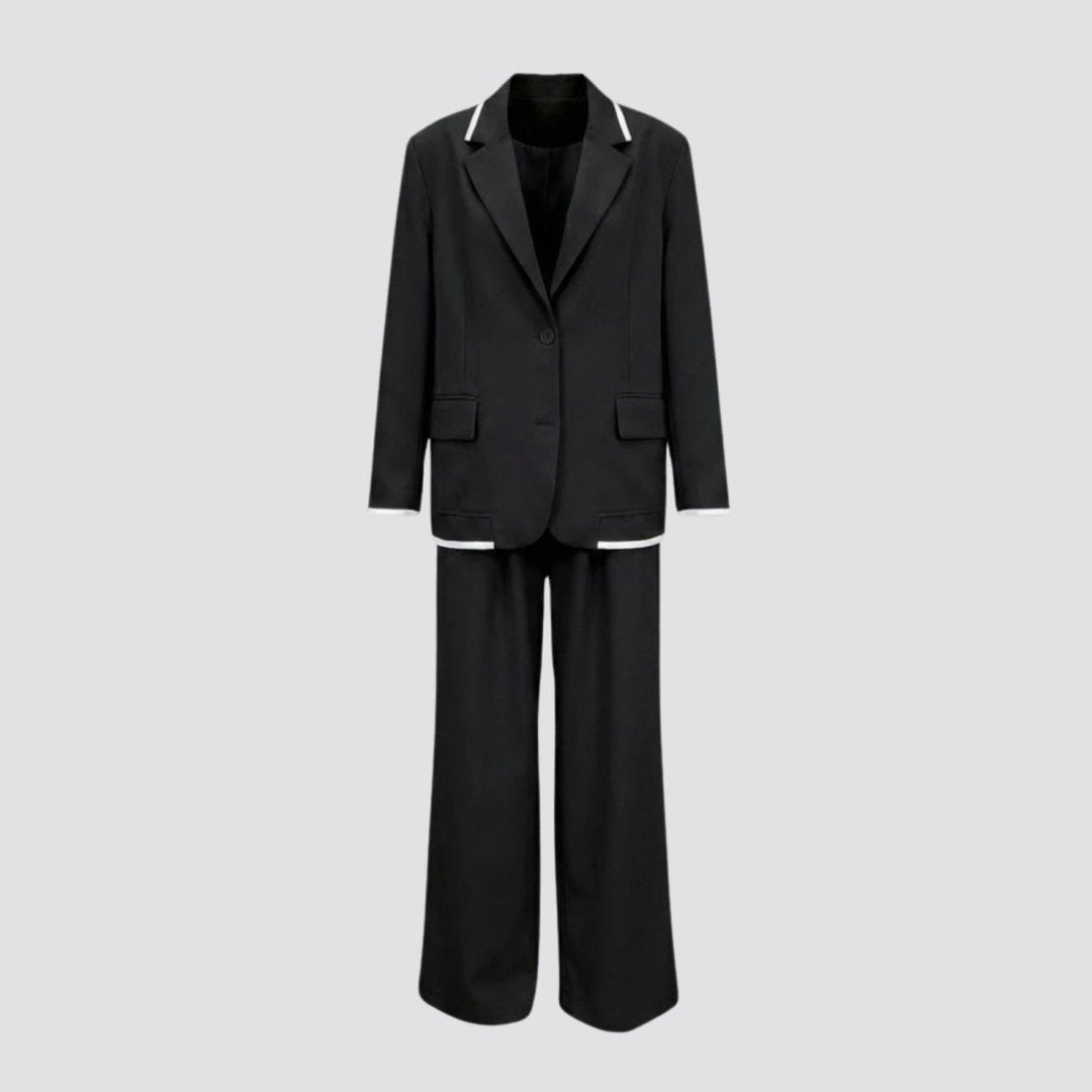 Relaxed Fit Blazer and Wide Leg Trousers Suit Set – Effortless Tailored Style