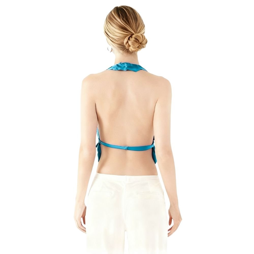 Sequin Halter Top Cowl Neck Backless Statement Evening Style