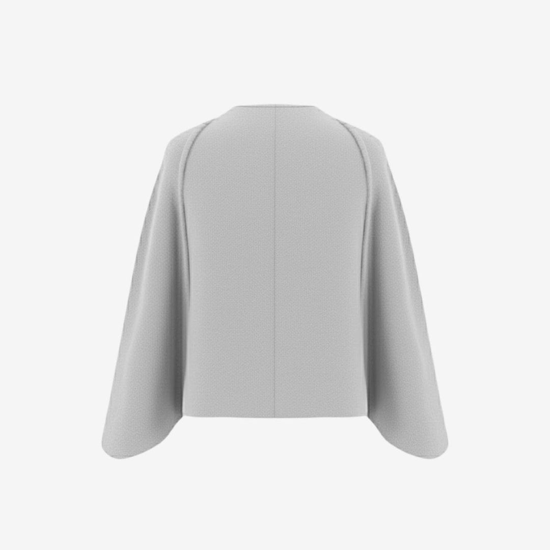 Cape Top Blazer Style Draped Sleeve Structured Elegant Minimal Style