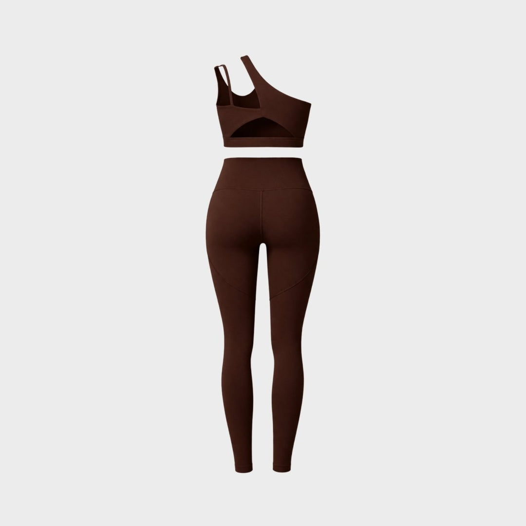 Two Piece Set One Shoulder Sports Bra High Waist Leggings Activewear Set