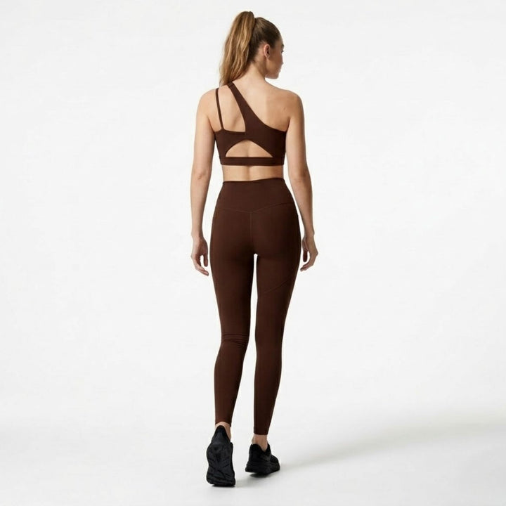 Two Piece Set One Shoulder Sports Bra High Waist Leggings Activewear Set