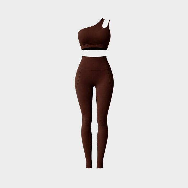 Two Piece Set One Shoulder Sports Bra High Waist Leggings Activewear Set