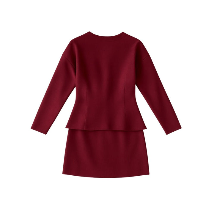 Two Piece Set V-Neck Knit Cardigan Mini Skirt Elegant Co-Ord Style