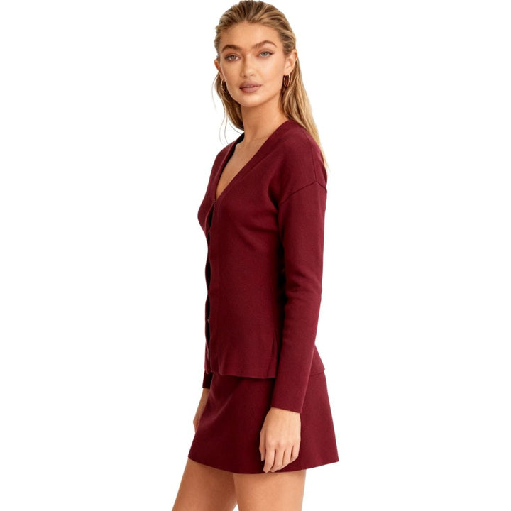 Two Piece Set V-Neck Knit Cardigan Mini Skirt Elegant Co-Ord Style