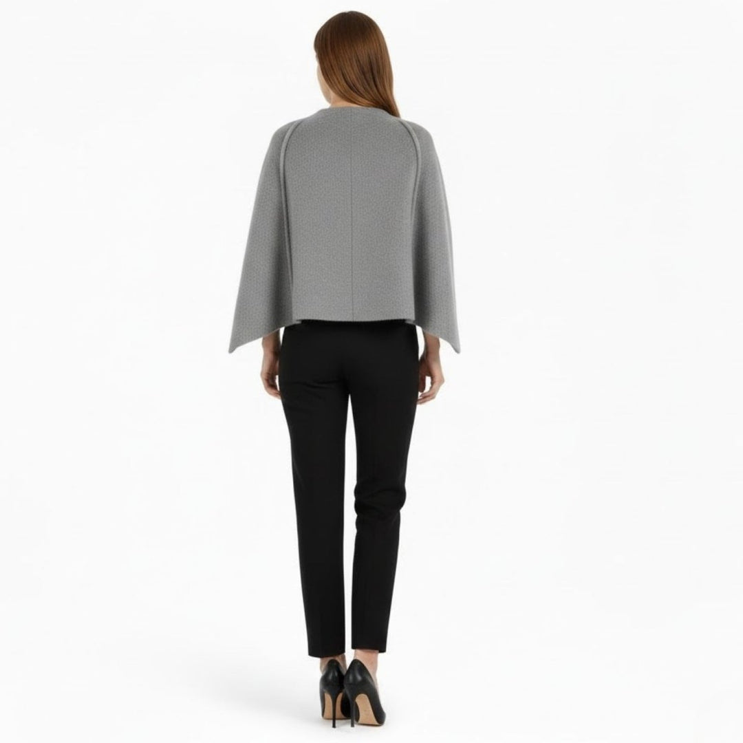 Cape Top Blazer Style Draped Sleeve Structured Elegant Minimal Style