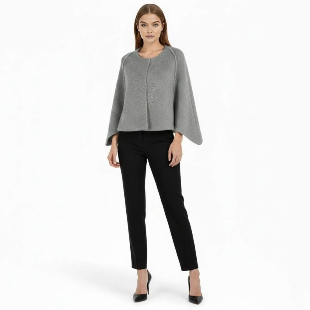 Cape Top Blazer Style Draped Sleeve Structured Elegant Minimal Style