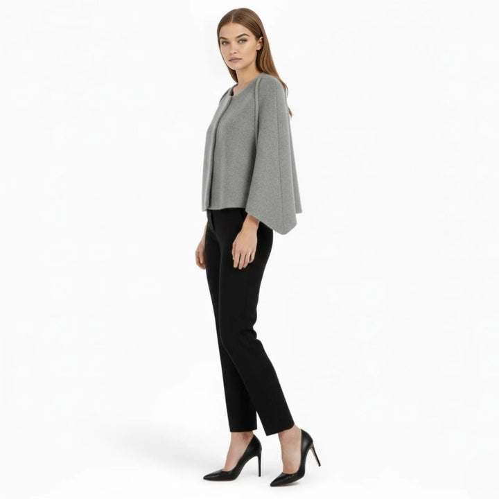 Cape Top Blazer Style Draped Sleeve Structured Elegant Minimal Style