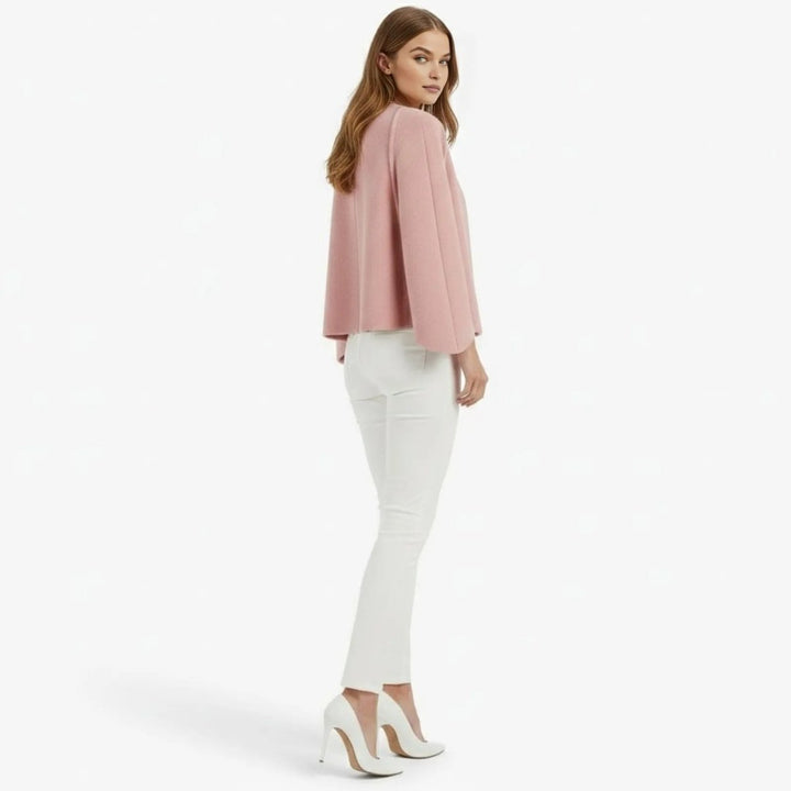 Cape Top Blazer Style Draped Sleeve Structured Elegant Minimal Style
