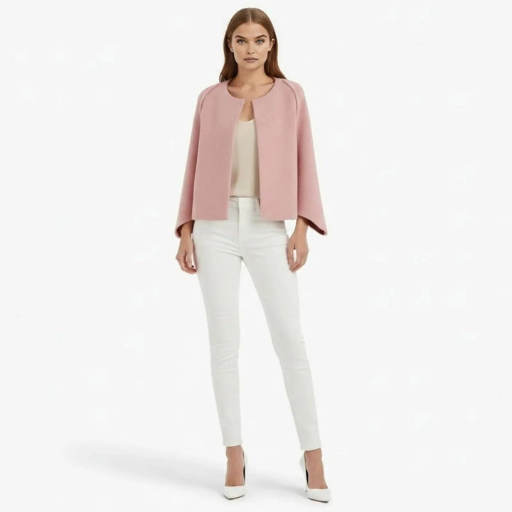 Cape Top Blazer Style Draped Sleeve Structured Elegant Minimal Style