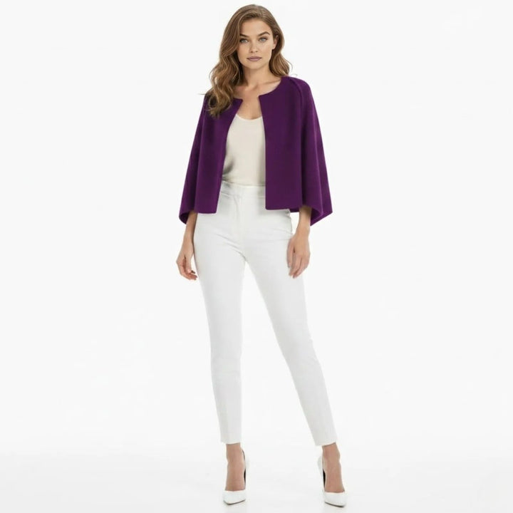 Cape Top Blazer Style Draped Sleeve Structured Elegant Minimal Style