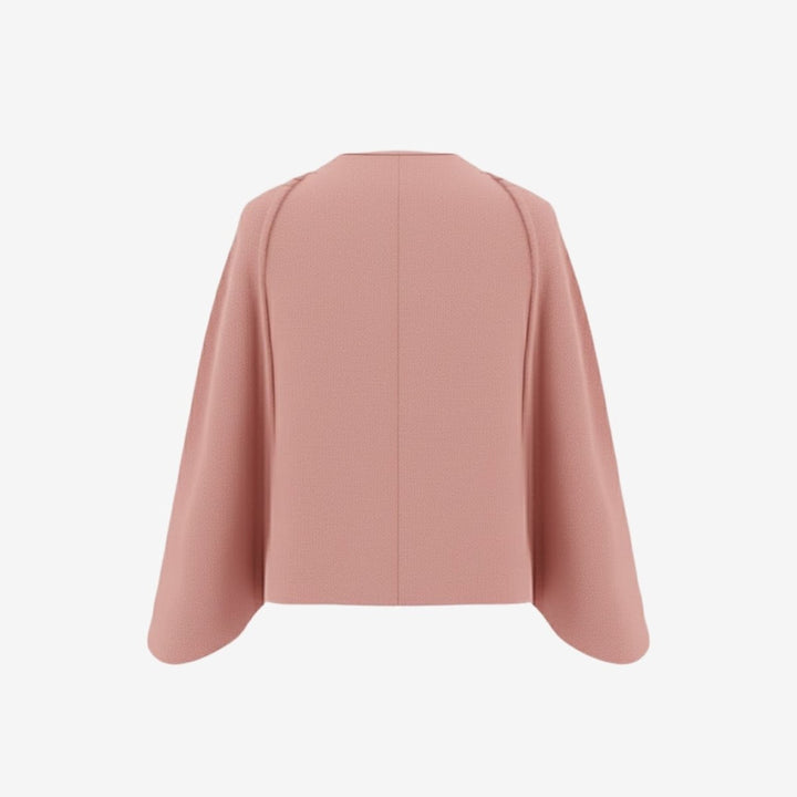 Cape Top Blazer Style Draped Sleeve Structured Elegant Minimal Style