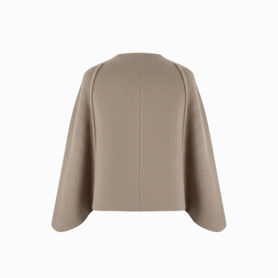 Cape Top Blazer Style Draped Sleeve Structured Elegant Minimal Style