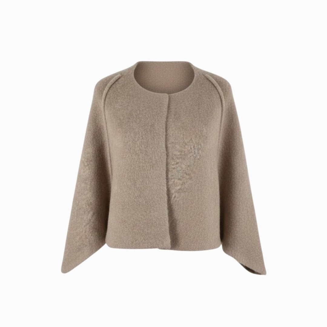 Cape Top Blazer Style Draped Sleeve Structured Elegant Minimal Style