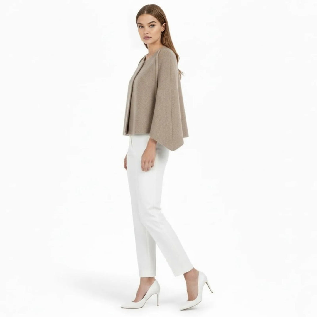 Cape Top Blazer Style Draped Sleeve Structured Elegant Minimal Style