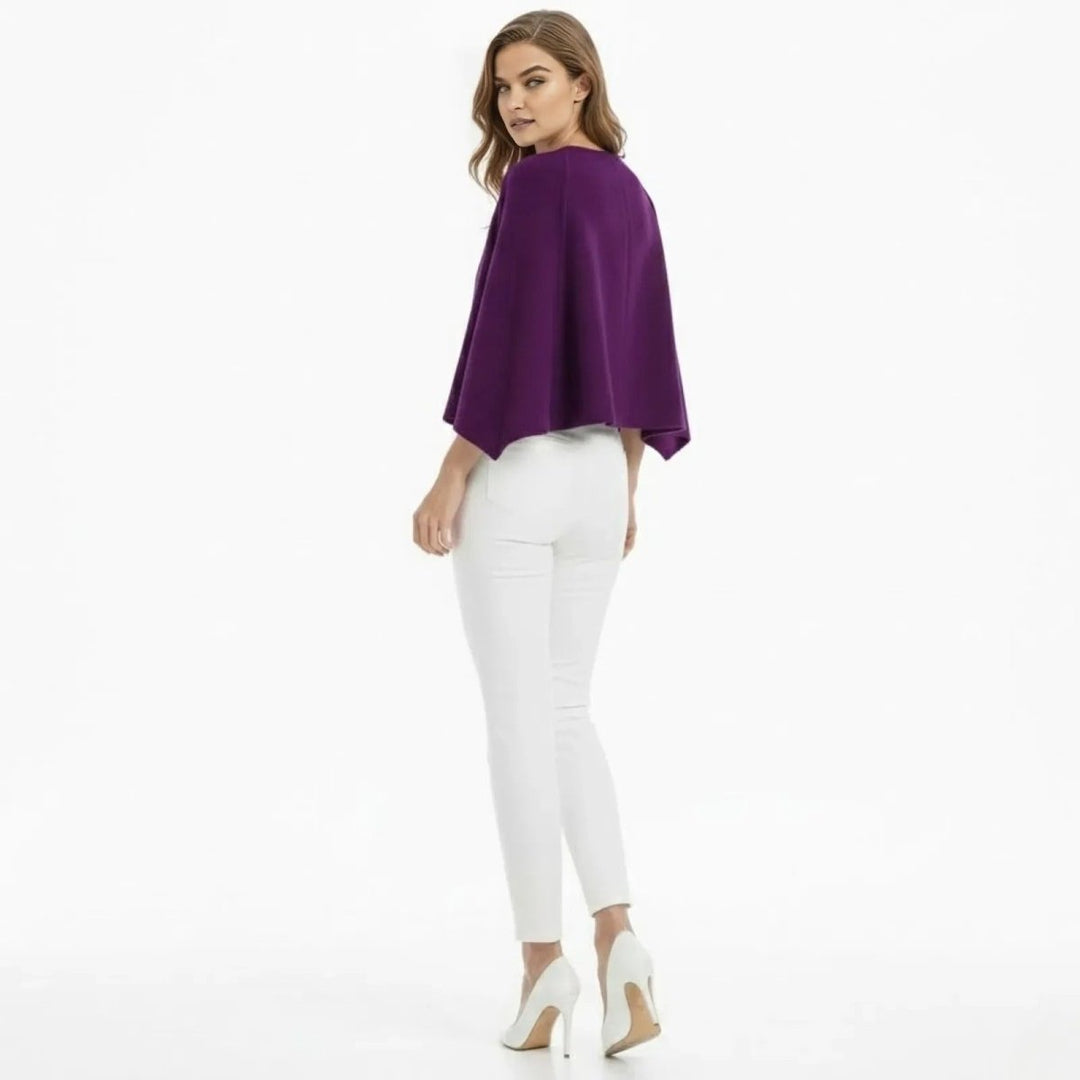 Cape Top Blazer Style Draped Sleeve Structured Elegant Minimal Style