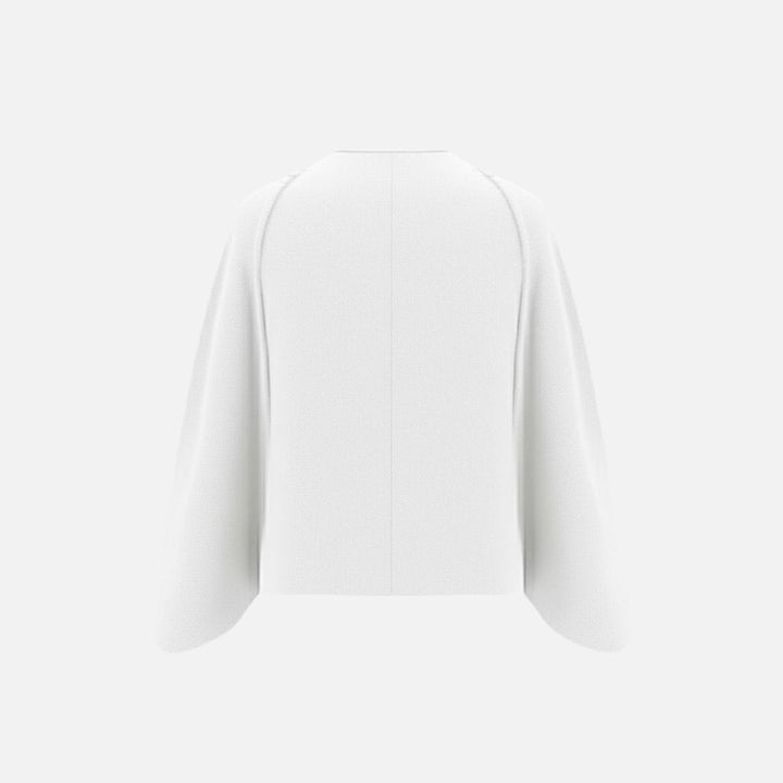 Cape Top Blazer Style Draped Sleeve Structured Elegant Minimal Style