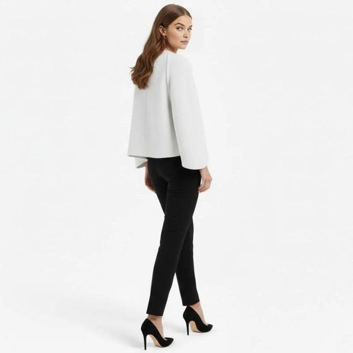 Cape Top Blazer Style Draped Sleeve Structured Elegant Minimal Style