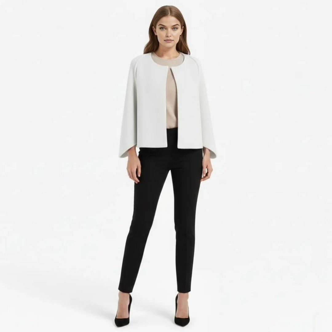 Cape Top Blazer Style Draped Sleeve Structured Elegant Minimal Style
