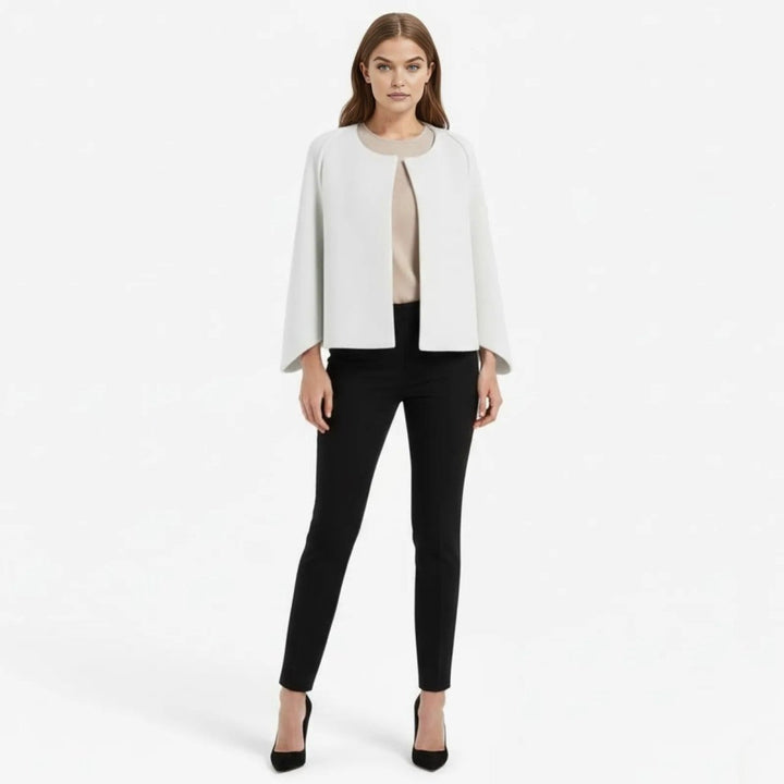 Cape Top Blazer Style Draped Sleeve Structured Elegant Minimal Style