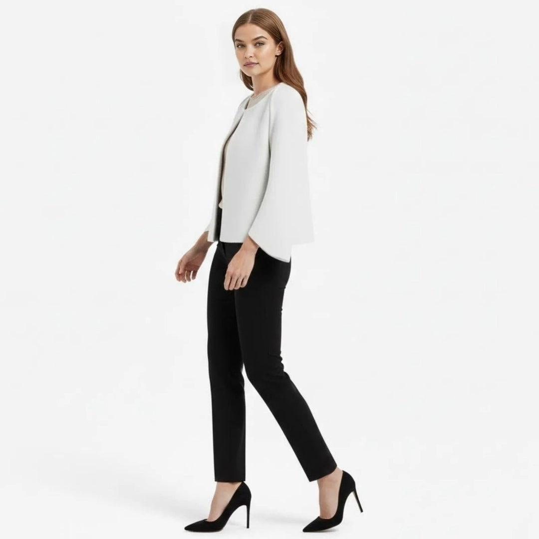 Cape Top Blazer Style Draped Sleeve Structured Elegant Minimal Style