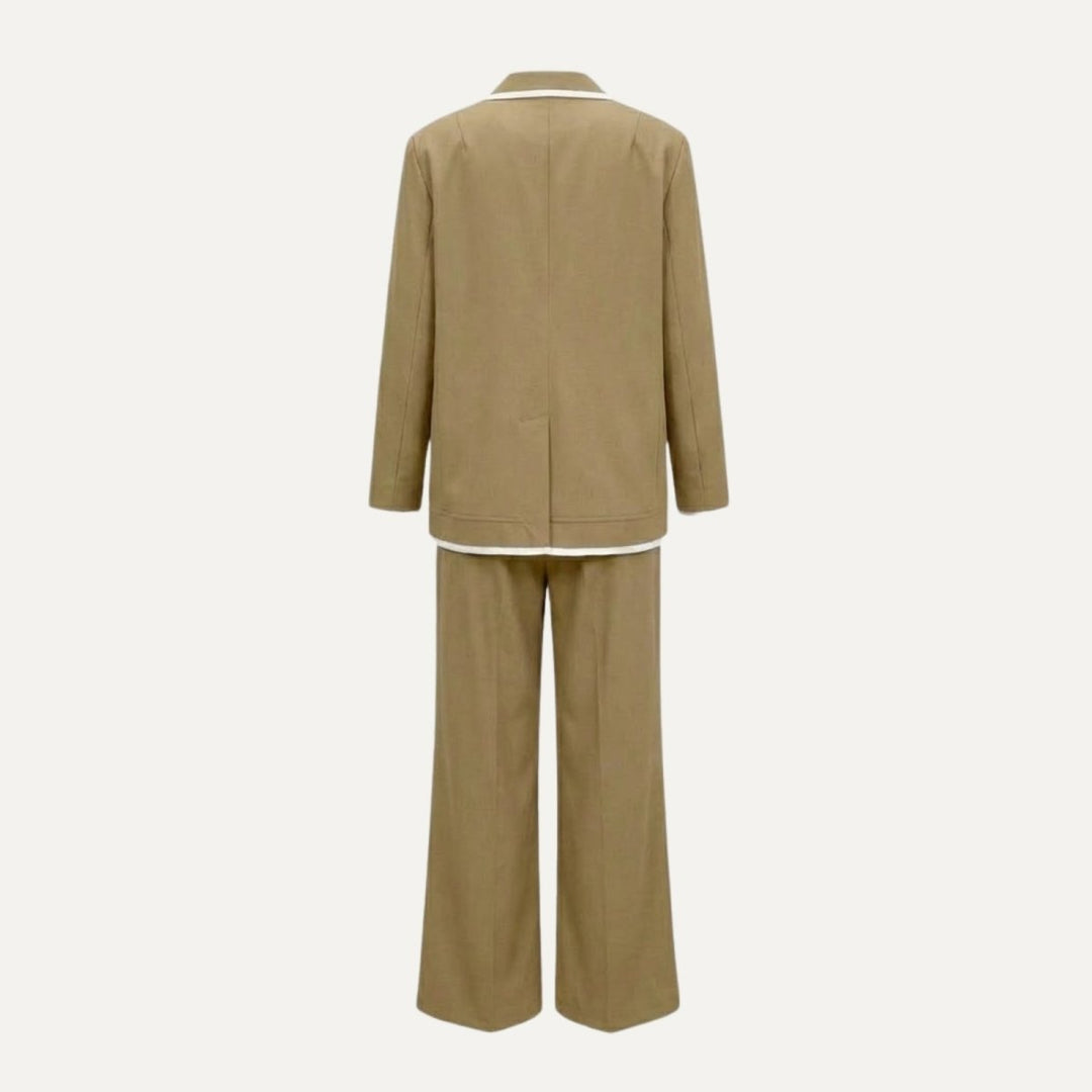 Relaxed Fit Blazer and Wide Leg Trousers Suit Set – Effortless Tailored Style