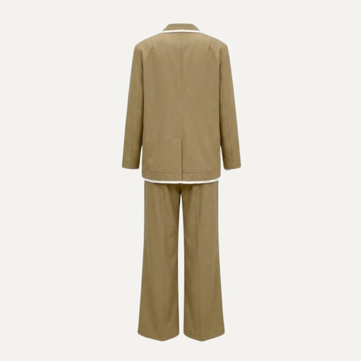 Relaxed Fit Blazer and Wide Leg Trousers Suit Set – Effortless Tailored Style