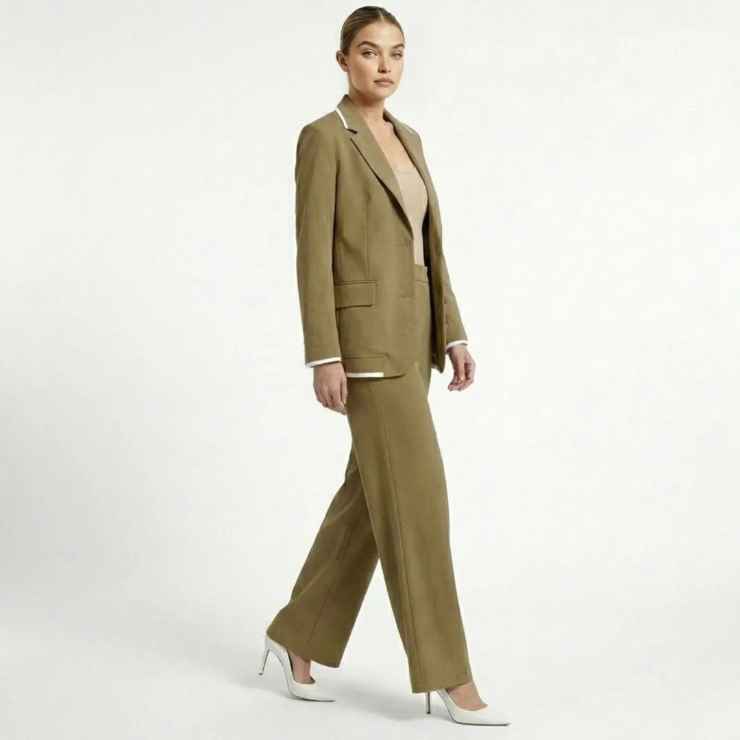 Relaxed Fit Blazer and Wide Leg Trousers Suit Set – Effortless Tailored Style