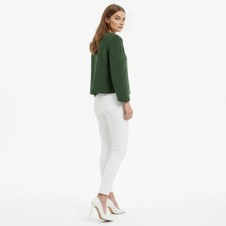 Cape Top Blazer Style Draped Sleeve Structured Elegant Minimal Style